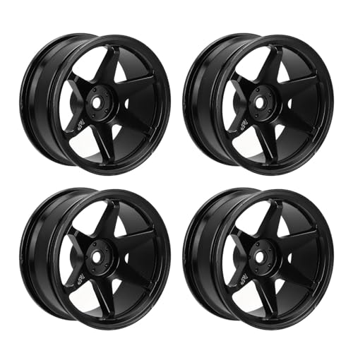 4PCS 1/10 Aluminiumlegierung RC Radnabe CNC Bearbeitung RC Rad Felgen für Fernbedienung Auto Zubehör (Black) von Alomejor