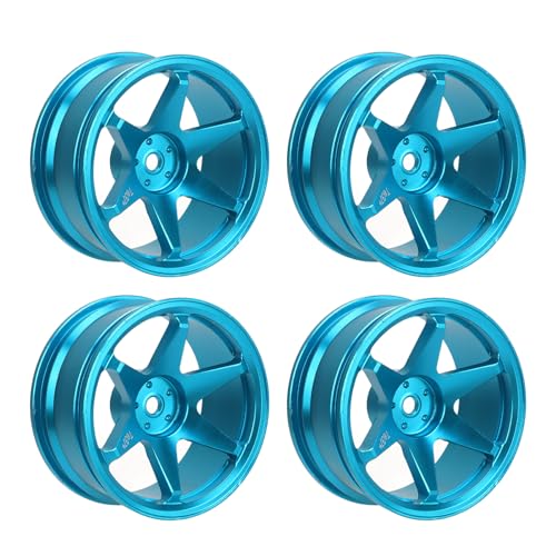 4PCS 1/10 Aluminiumlegierung RC Radnabe CNC Bearbeitung RC Rad Felgen für Fernbedienung Auto Zubehör (Blue) von Alomejor