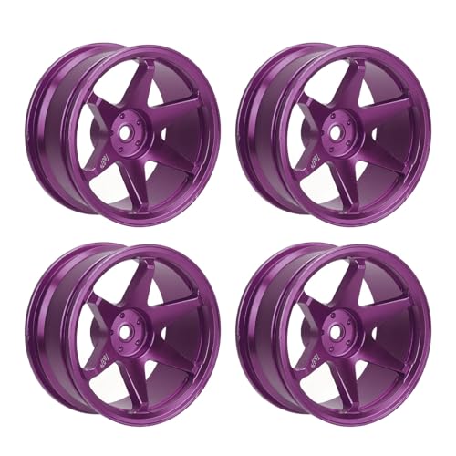 4PCS 1/10 Aluminiumlegierung RC Radnabe CNC Bearbeitung RC Rad Felgen für Fernbedienung Auto Zubehör (Purple) von Alomejor