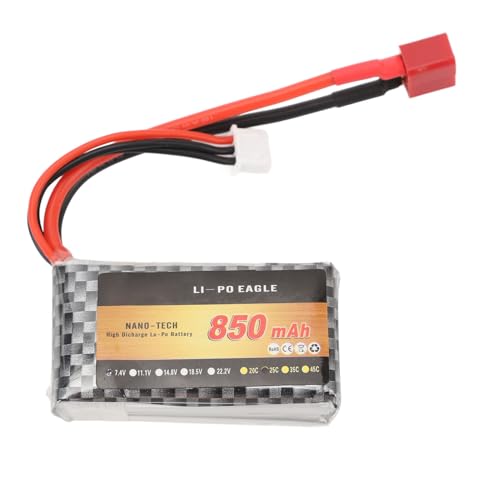 850 MAh 7,4 V LiPo-Akku, Stabil und Langlebig, mit T-Stecker für XLH Q903 Q902 1/16 2845 RC Racing Truck von Alomejor