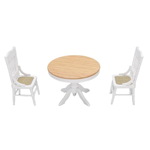 Alomejor 1:12 Dollhouse Dining Table Set, 3 Pcs Solid Wood Miniature Table and Chairs Furniture with Round Table for Dollhouse Accessories Collectors Children Alomejor 1:12 Dollhouse Dining Table Set, 3 Pcs Solid Wood Miniature Table and Chairs Furniture with Round Table for Dollhouse Accessories Collectors Children von Alomejor