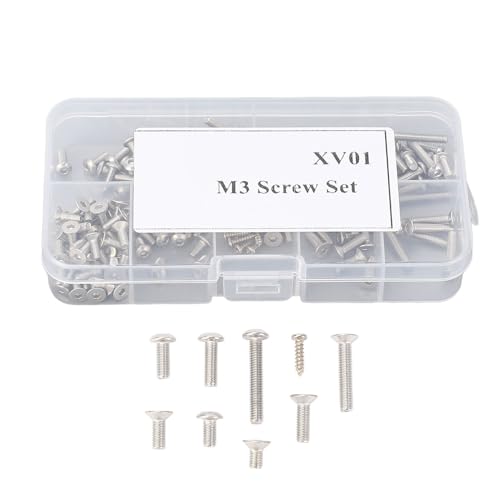 Alomejor 103 Stück M3 Edelstahl Schraub Sortiment Kit Präzise Passform Sechs Kant Schrauben für XV01 RC Auto Modell für RC Modell-Enthusiasten von Alomejor