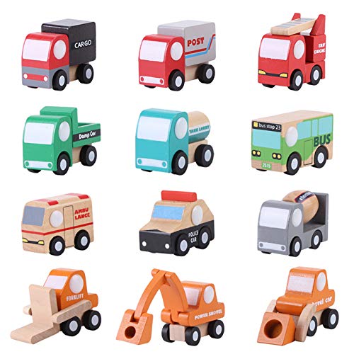 Alomejor 12 Stück Baby-Kind-Cartoon-Spielzeugauto, Frühes Lernen, Pädagogisches Verkehrsspielzeug, Eltern-Kind-Interaktion von Alomejor