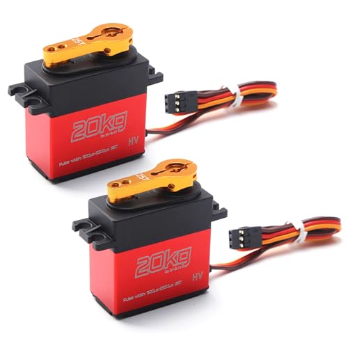 Alomejor 20-kg-Digitalservo, Hochwertiges Edelstahlgetriebe für RC-Car-Crawler-Roboter für Universitätsprofessoren und Studenten (2PCS) von Alomejor