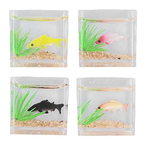 Alomejor 4 Stück 1:12 Puppenhaus-Aquarium Simuliertes Lebendiges Puppenhaus-Miniatur-Fischglas-Dekorationszubehör von Alomejor