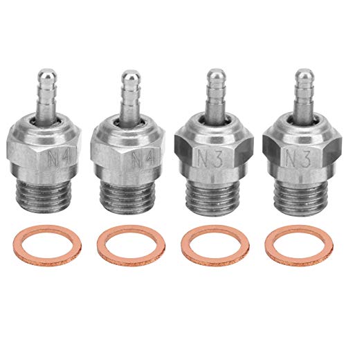 Alomejor 4PCS N3 N4 Fire Head Spark Glühkerze, RC-Car-Zubehörteil, Geeignet für Autos, die mit 5%-40% Methanol-Heizöl Angetrieben Werden von Alomejor