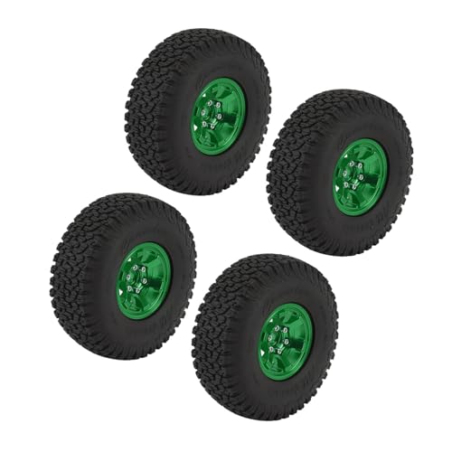 Alomejor 4PCS RC Crawler Rad Reifen 1,9 Zoll Aluminiumlegierung Gummi, Starke Dämpfung Verschleiß für SCX10 RBX10 1/10 Crawler (Green) von Alomejor