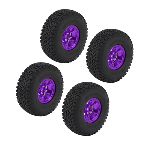 Alomejor 4PCS RC Crawler Rad Reifen 1,9 Zoll Aluminiumlegierung Gummi, Starke Dämpfung Verschleiß für SCX10 RBX10 1/10 Crawler (Purple) von Alomejor