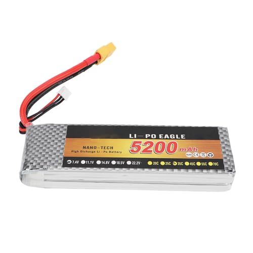 Alomejor 5200mAh 7,4 V XT60 2S RC Lipo Akku Lang Anhaltende Leistung mit Überladung Schützen für RC Car Truck von Alomejor