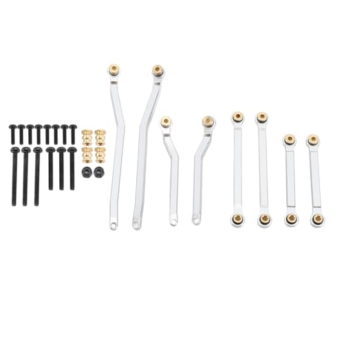 Alomejor 8PCS RC-Radstand-Verbindungsstange, Verbessern Sie den Realismus mit Verbindungsstange aus Aluminiumlegierung, Zugstange für 1/18 4WD CP18P RC-Autos (Silver) von Alomejor