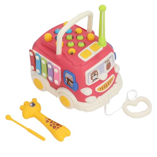 Alomejor Baby-Musik-Bus-Spielzeug, Musikalisches Angeln, Hämmerndes Baby-Bus-Spielzeug mit Mehreren Funktionen für Frühes Lernen (Rot) von Alomejor