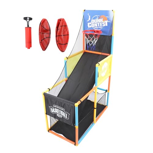 Alomejor Basketballkorb-Set aus Kunststoff für Zwei Personen, Spielspielzeug für Drinnen und Draußen, mit Stabilem, Verstellbarem Korb von Alomejor