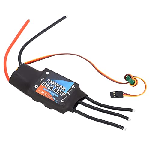 Alomejor Bidirektionaler 80A-Bürstenloser Regler, 5V 3A Plug-and-Play-elektrischer Geschwindigkeitsregler für RC-Car-Boot-Unterwasserstrahlruder von Alomejor