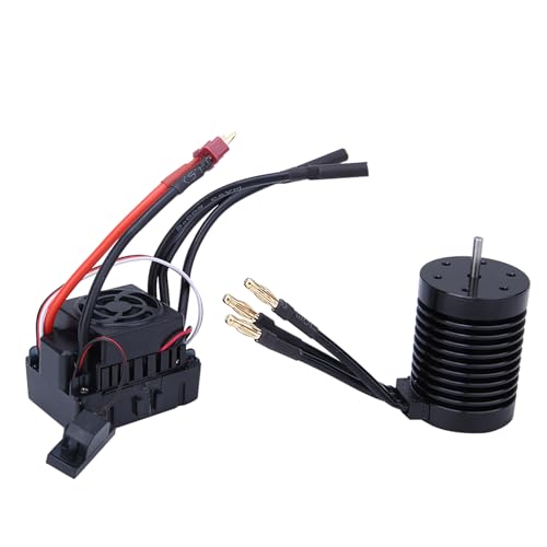 Alomejor Bürstenloser Motor 60A ESC 1/10 RC Car CNC-gefräster 6061-Aluminium-Kühlkörpermotor mit 4-mm-Goldbananenstecker (4370KV) von Alomejor