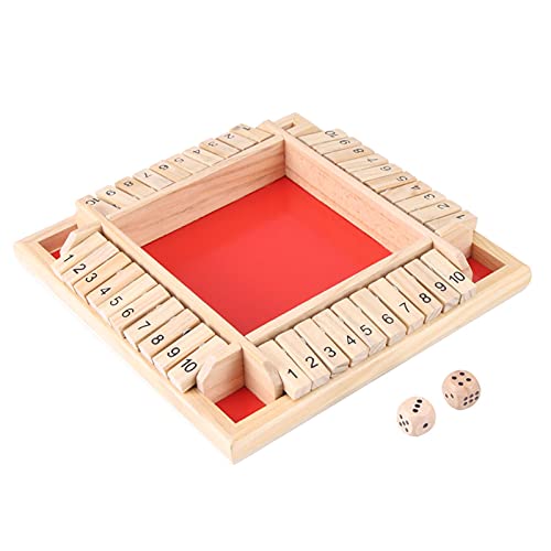 Holzbrett-Spielzeug, Holz-Shut-The-Box-Spiel, Klassisches Mathe-Lernspiel für 4 Spieler, Tragbares Würfelspiel für Party, Familie, KTV oder Pub von Alomejor