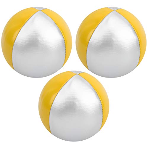 Alomejor Jonglierkugel Bildungsrätsel Spielzeug für Freizeitspaß, 3pcs Set für und Profis, PU Ledermaterial (gelb/Silber) von Alomejor