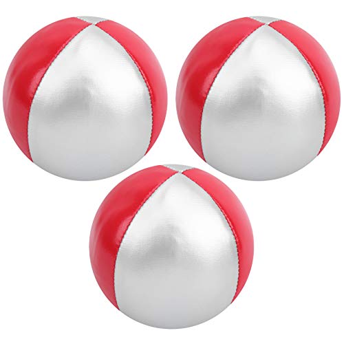 Alomejor Jonglierkugel Bildungsrätsel Spielzeug für Freizeitspaß, 3pcs Set für und Profis, PU Ledermaterial (rot/Silber) von Alomejor