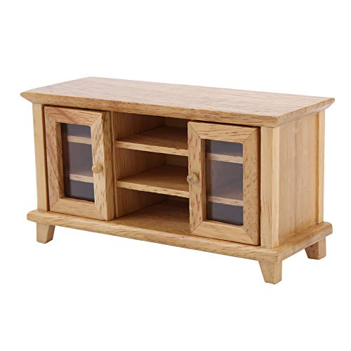 Alomejor Miniatur-Holzmöbel 12 Puppenhaus-TV-Schrank Gut Gefertigte Möbel für das Puppenhaus-Wohnzimmer Hervorragende Innenmodelldekoration (Naturholzfarbe) von Alomejor