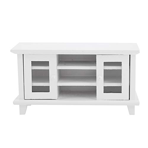 Alomejor Miniatur-Holzmöbel 12 Puppenhaus-TV-Schrank Gut Gefertigte Möbel für das Puppenhaus-Wohnzimmer Hervorragende Innenmodelldekoration (White) von Alomejor