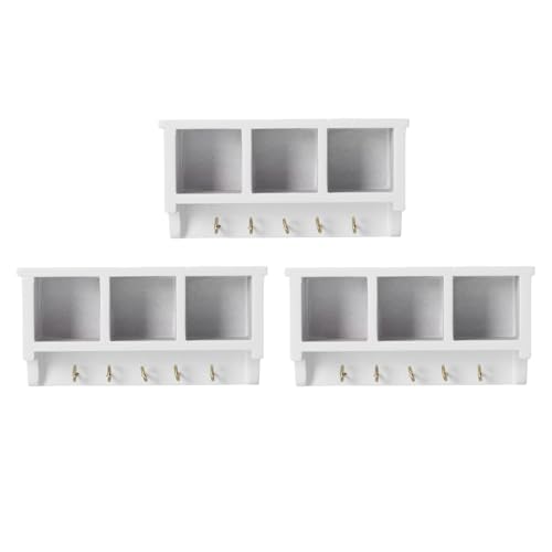 Alomejor Miniaturholz -Lagerregal für Dollhouse Decoration Model White, Mini House Storage Regale für Puppenhausmöbel, 3 -Props Alomejor Miniaturholz -Lagerregal für Dollhouse Decoration Model White, Mini House Storage Regale für Puppenhausmöbel, 3 -Props von Alomejor
