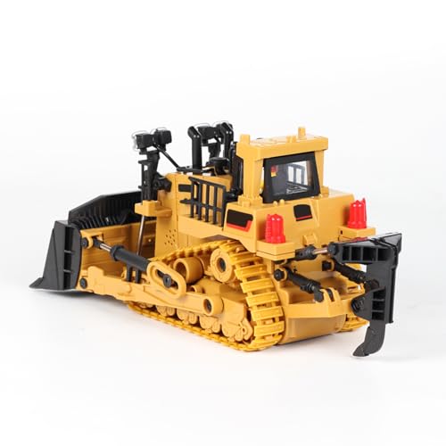 Alomejor RC Bulldozer 9-Kanal-Fernbedienung Simulation Action Leistungsstarker Motor Weiche Gummireifen LED-Leuchten für Indoor-Outdoor-Spiele Multi-Site-Steuerung (Kunststoffausführung) von Alomejor