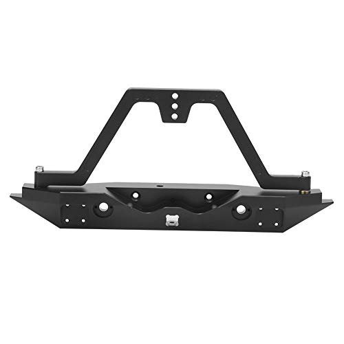 Alomejor RC-Car-Stoßstange, Schwarze Metall-Heckstoßstange mit Ersatzreifen-Rack, LED-Leuchten, RC-Crawler-Teil-Zubehör, Passend für SCX10 90046 (Black) von Alomejor