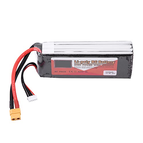 Alomejor RC LiPo-Akku, 1500 MAh 45 C, 5000 MAh 60 C, 5500 MAh 60 C, Wiederaufladbarer Akku für RC-Auto-Flugzeug-Boot (14,8 V 5500 mAh 60 C XT60-Stecker) von Alomejor