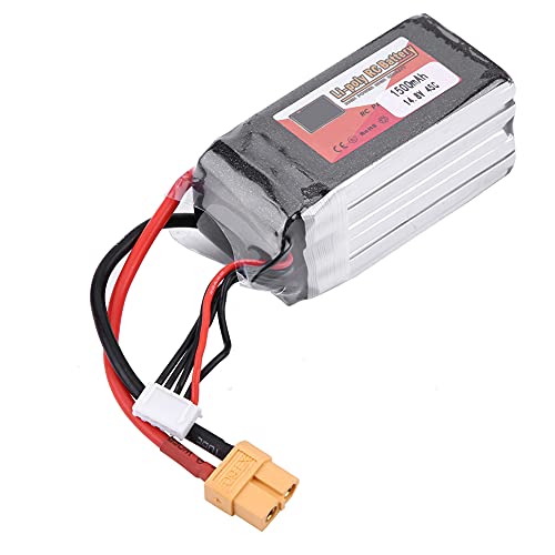 Alomejor RC LiPo-Akku, 1500 MAh 45 C, 5000 MAh 60 C, 5500 MAh 60 C, Wiederaufladbarer Akku für RC-Auto-Flugzeug-Boot (14,8V 1500mAh 45C XT60 Stecker) von Alomejor