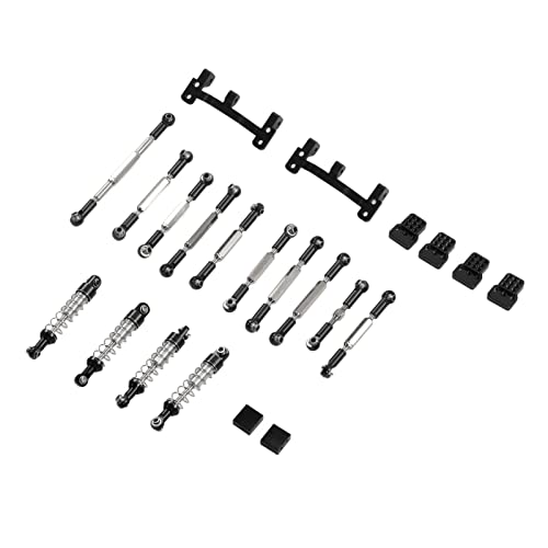 Alomejor RC-Upgrade-Ersatzsatz, Aluminium-Stoßdämpfer-Zugstangensatz für RC-Autos mit Spurstange und Halterungsplatte (Black) von Alomejor