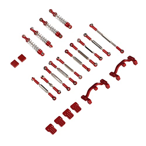 Alomejor RC-Upgrade-Ersatzsatz, Aluminium-Stoßdämpfer-Zugstangensatz für RC-Autos mit Spurstange und Halterungsplatte (Rot) von Alomejor