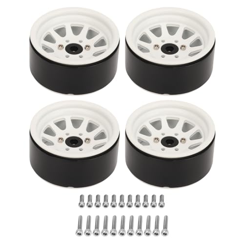 Alomejor Radnabensatz aus Zinklegierungsstahl, Abriebfest, 1,9 Zoll Felgendurchmesser, 26,4 Mm Dicke für Axial SCX10 RC Crawler Car (White) von Alomejor