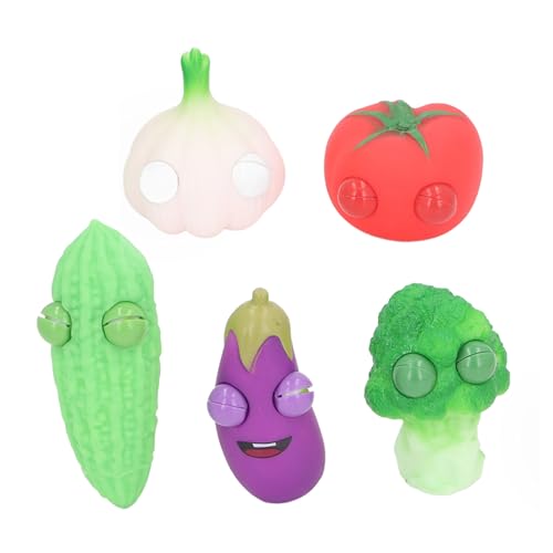 Alomejor Silikon-Gemüse-Quetschspielzeug Zum Stressabbau, Herausspringende Augen, Sensorisches Quetschspielzeug Im Taschenformat für und Erwachsene von Alomejor