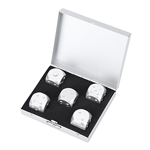 Alomejor Spiel Würfel 5-Seitige Würfel Set mit Aufbewahrungsbox Spielwürfel für Party Familie Spielzeug(Silver-Square Box) von Alomejor