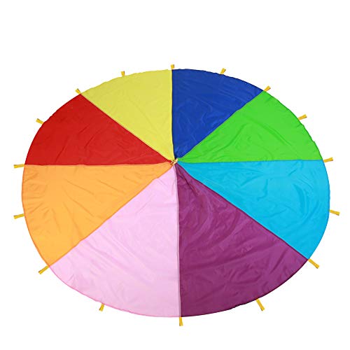 Alomejor Spielen Regenbogen-Fallschirm-Oxford-Stoff-Outdoor-Spiel, Geeignet für Mehrere Spieler, Kindergarten-Lehrhilfe (3 Meter) von Alomejor