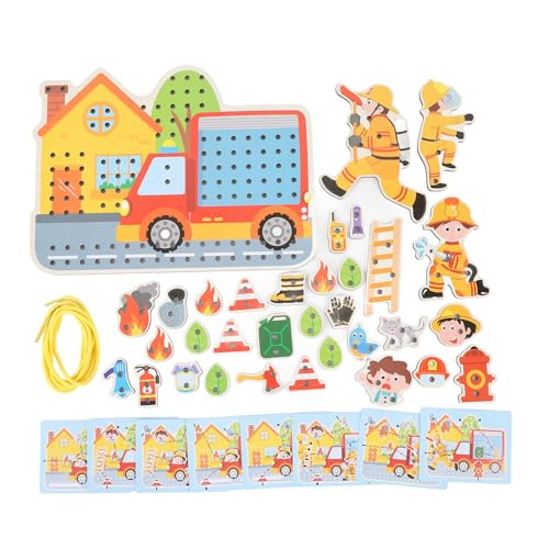 Alomejor Übergroße Feuerwehrszene Holzfadenspielzeugspiel, Bildungskoordination für Bildungsstätte Feinmotorik -Training Spielzeug Alomejor Übergroße Feuerwehrszene Holzfadenspielzeugspiel, Bildungskoordination für Bildungsstätte Feinmotorik -Training Spielzeug von Alomejor