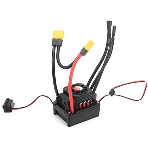 Alomejor Wasserdichter Elektrischer Geschwindigkeitsregler, 120 A ESC, Mehrere Schutzfunktionen mit Zwei XT60-Steckern für 1/10 1/8 RC-Autos von Alomejor