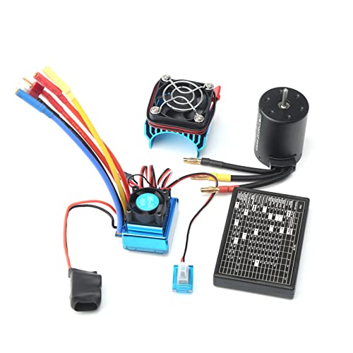 Bürstenloser Motor mit Zwei Kugellagern, Bürstenloser Regler für 1/8 1/10 RC-Car-RC-Boot-Upgrade-Zubehör (45A) von Alomejor