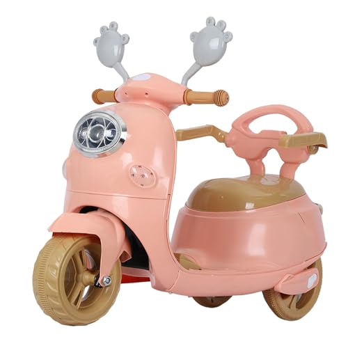 Elektro-Motorrad-Dreirad-Spielzeugauto für, Jungen und Mädchen mit Musik und Beleuchtung (PINK) von Alomejor