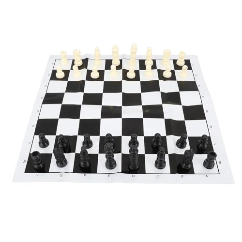 Faltbare Reversible Schach -Set mit Checkers, Internationales Schach -Set Tragbares Schachprüfungs -Kit für die Reise Im Freien von Alomejor