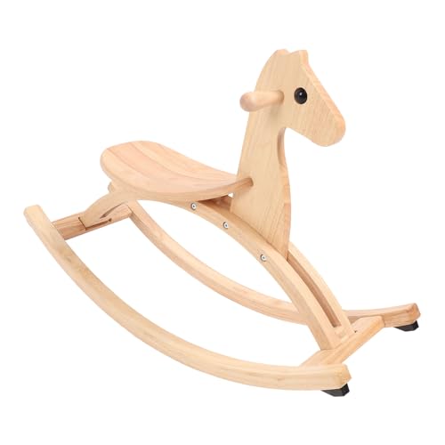 Holzpferd Schaukelstuhl Spielzeug Eichenholz Früherziehungshilfe für die Tägliche Unterhaltungsinteraktion (Natürliche Holzfarbe) von Alomejor