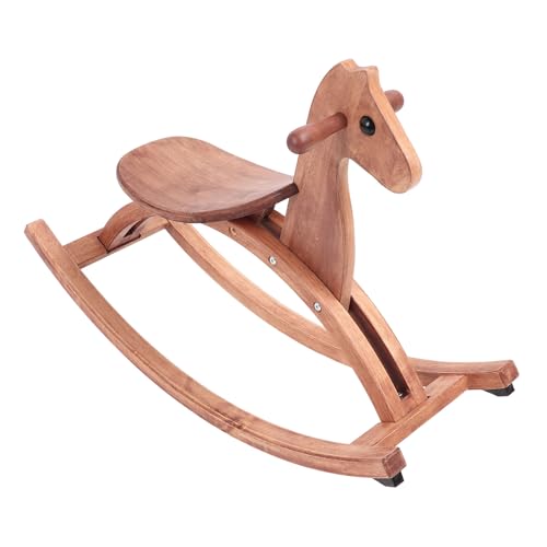 Holzpferd Schaukelstuhl Spielzeug Eichenholz Früherziehungshilfe für die Tägliche Unterhaltungsinteraktion (Walnussfarbe) von Alomejor
