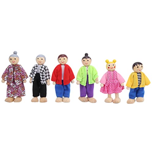 Miniatur-Personenspielzeug, 8 Familienpuppen-Set aus Holz, Rollenspiel mit Flexiblen Gliedmaßen, Sicheres Spielzeug aus Kiefernholz für das Puppenhaus (6 japanische und von Alomejor