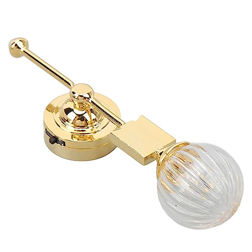 Puppenhaus-LED-Wandlampe, 1:12 Vintage-Glas-Metall-Retro-europäische Mini-Lampe für Puppenhaus-Zubehör von Alomejor