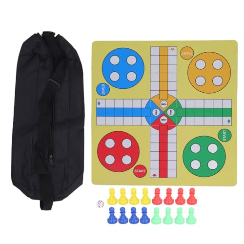 Rollen Sie Gummi -Ludo -Schach -Set 16 Teile Magnetic Travel Brettspiel mit Würfelbrettspiel für Familienspaßspielzeuge von Alomejor