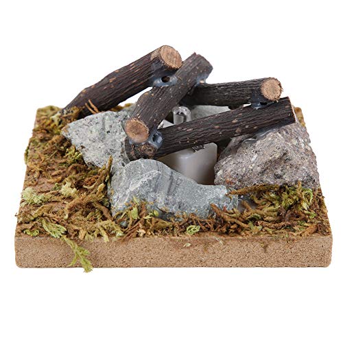 Simulation Holz Lagerfeuer Modell Spielzeug, Batteriebetriebene Miniatur Gartenszene Lagerfeuer Geeignet für 1/12 Puppenhaus (Lagerfeuer) von Alomejor