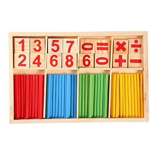 Zählstäbchen, Buntes Pädagogisches Mathe-Spielzeug, Holzbausteine ​​mit Zahlen, Vorschul-Lernspiel für von Alomejor