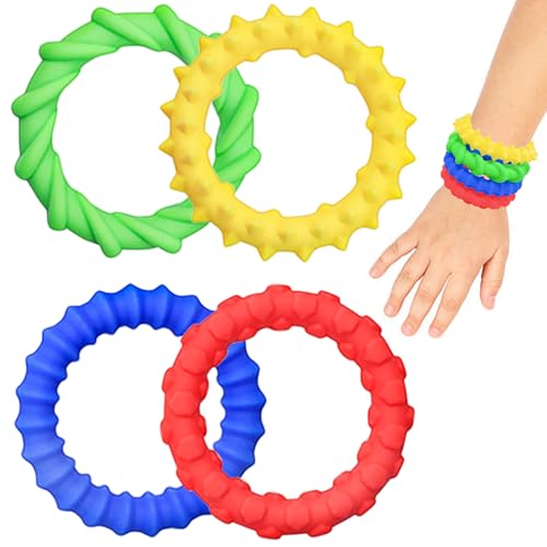 Alovez 4 Stück Sensory Fidget Toys, Sensorischen Armbänder, Wristband Fidget Dekompression Spielzeug, Sensory Zappeln Anti Stress Spielzeug für Kinder Jungen Mädchen Stressabbau, Angstlust, Autismus von Alovez