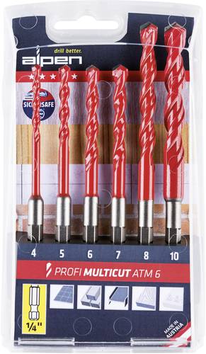 Alpen MultiCut 0000100802100 Hartmetall Mehrzweckbohrer-Set 6teilig 1/4  (6.3 mm) 1St. von Alpen