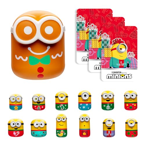 MINIONS Q-Topping Christmas, Mini-Spielzeug, Taschenformat, Höhe ca. 4 cm, stapelbar, Kinderspielzeug, geeignet ab 3 Jahren! von MINIONS