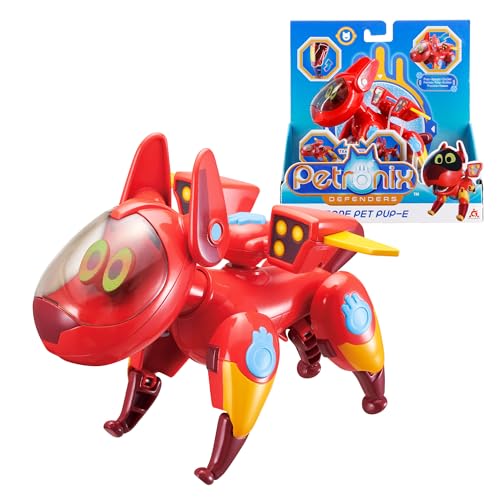 AlphaToys Petronix Defenders EU820210 - Transformierendes Max Mode Pet Pup-E, ca. 12 cm große Spielfigur für Kinder, verwandelbarer Roboter-Hund mit ausklappbaren Flügeln von AlphaToys